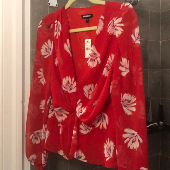 Express Tops - NWT Express Deep V Twist Front Peplum Top